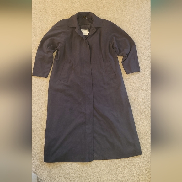 Vintage American Bazaar Navy Blue Long Trench Coat women's size 6 Preowned. - Picture 16 of 16